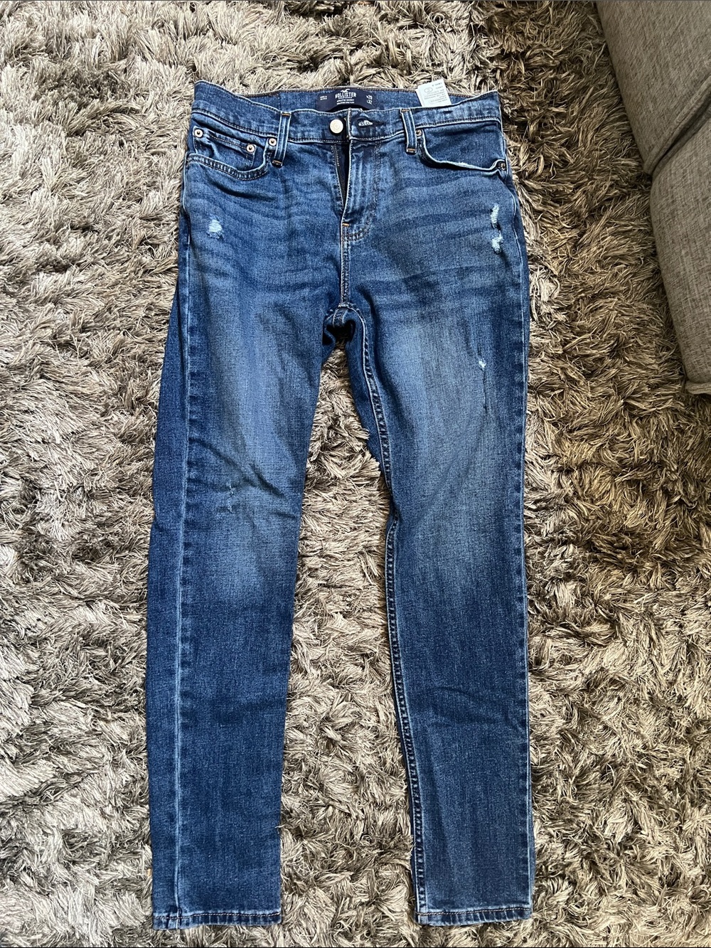 Hollister Men's Skinny Jeans in Medium Blue Wash